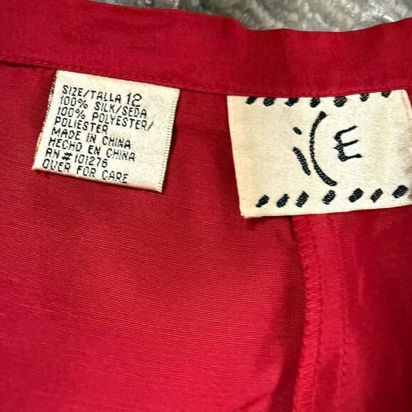 Vtg 90s Silk Beaded Floral Embroidery Glam Pants Set Womens Size 12 Romantic - Picture 7 of 9